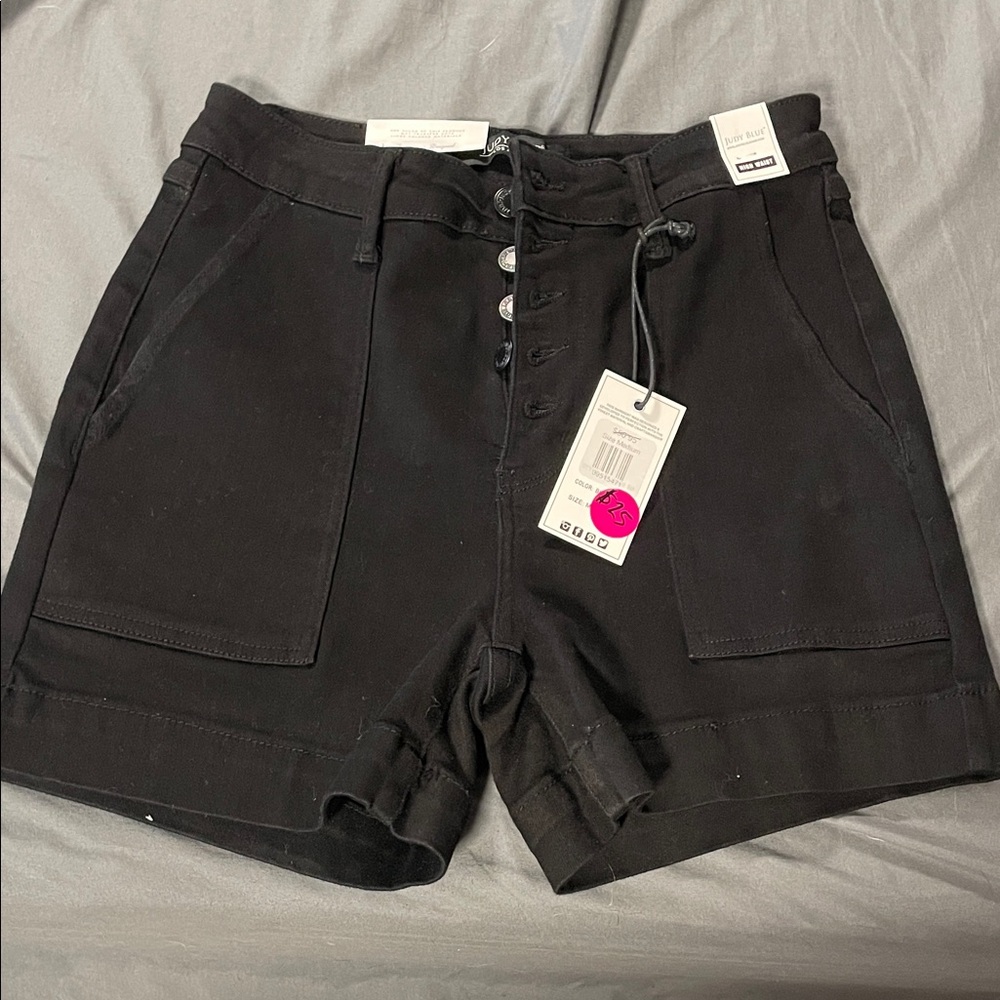 Black Judy Blue Button Fly High Waist Women's Shorts M